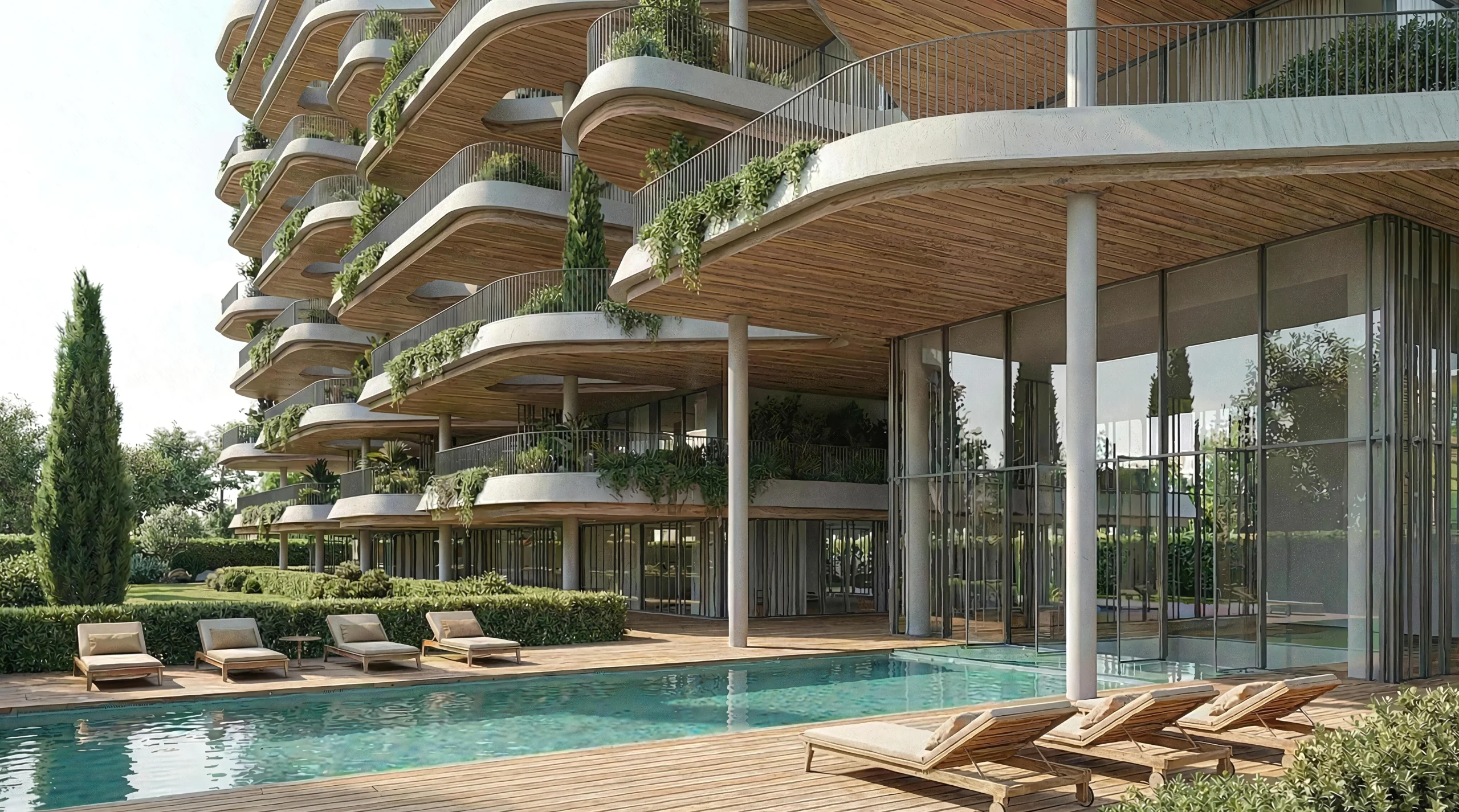 Zwembad en architectuur van Vangard Fuengirola